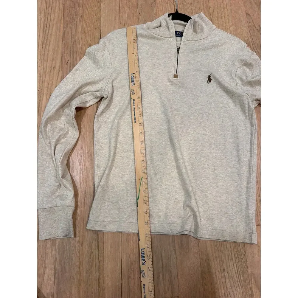 Mens Polo Ralph Lauren Brown Beige Quarter 1/4 Zip Pullover Sweater
